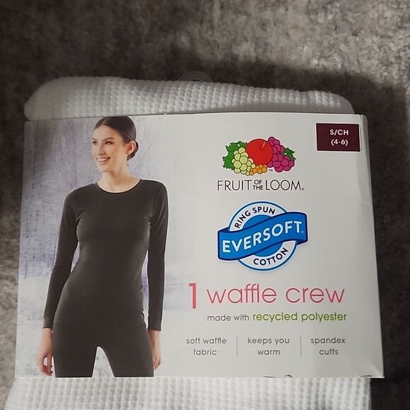 White Fruit of the Loom Women's Eversoft Waffle Thermal Top Size XL - Picture 8 of 9